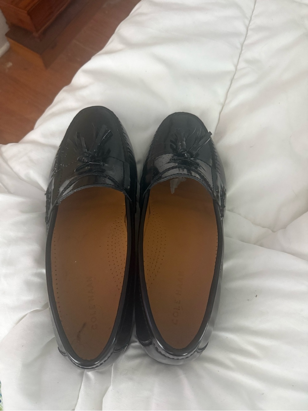 Cole Haan Black Patent Tassel Loafers